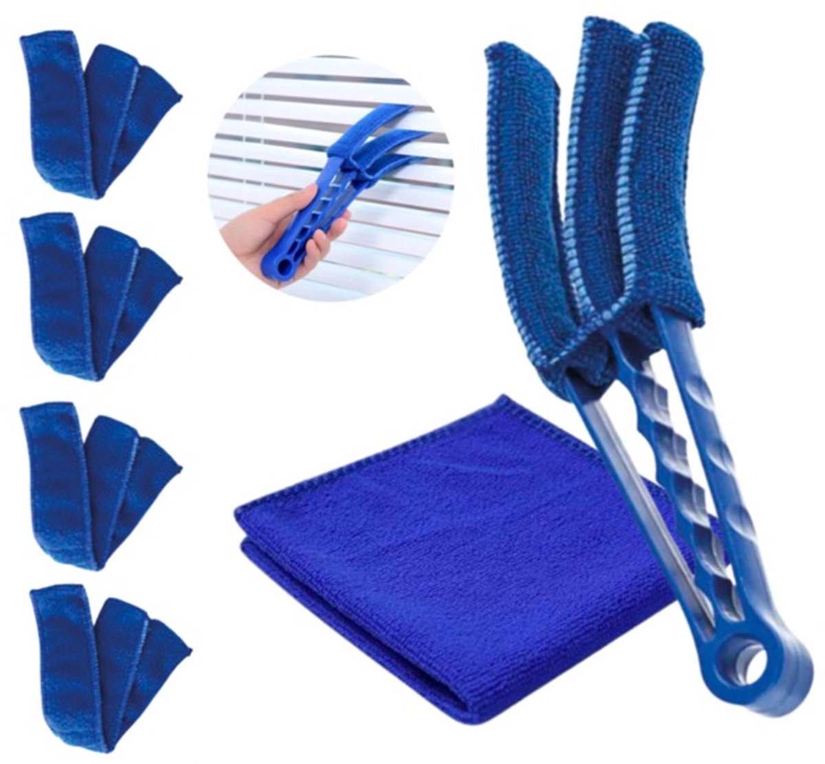 Mister GoGo - Jaloezie Reiniger met 4 Vervangdoekjes & 1 Microvezeldoek - Luxaflex - shutters - Lamellen - Plumeau - Jaloezie Reiniger - Blauw