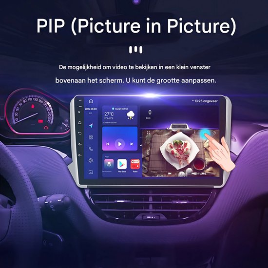 Autoradio avec Bluetooth - Carplay - Pour Peugeot 2008 et 208 (2014-2018) - Compatible avec Apple et Android - Stéréo - Navigation - Système de navigation automobile - 2 Go 64 Go