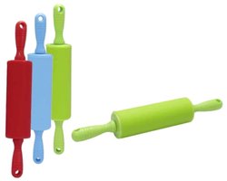 1x Kinder deegrol 27 cm Silicone Kleurrijk Willekeurige kleur (groen/blauw/rood)