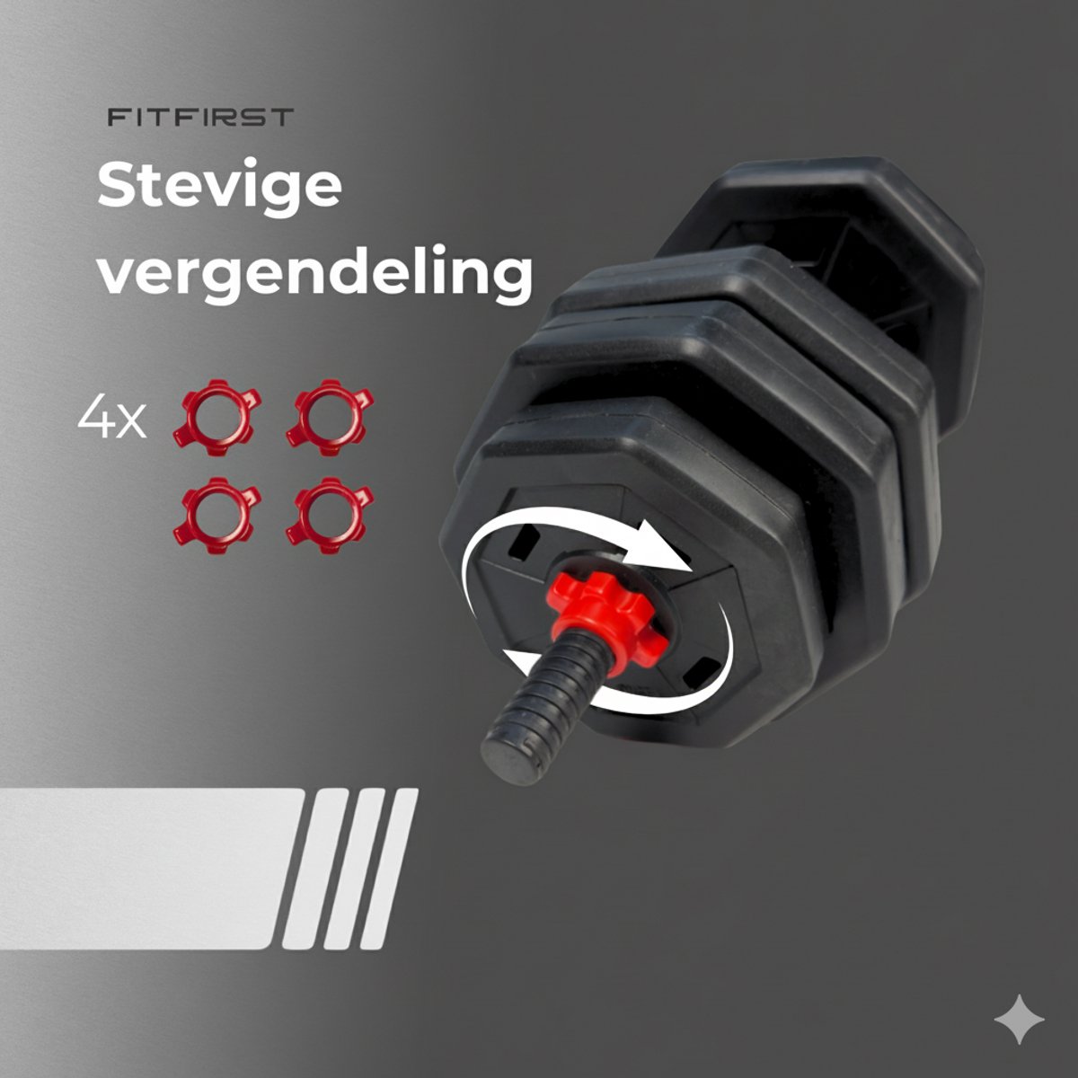 FitFirst 4-in-1 Verstelbare Dumbbells, Halter & Kettlebell Set – 40 kg – Complete Thuisgym Oplossing – Zwart/Rood – foto 7