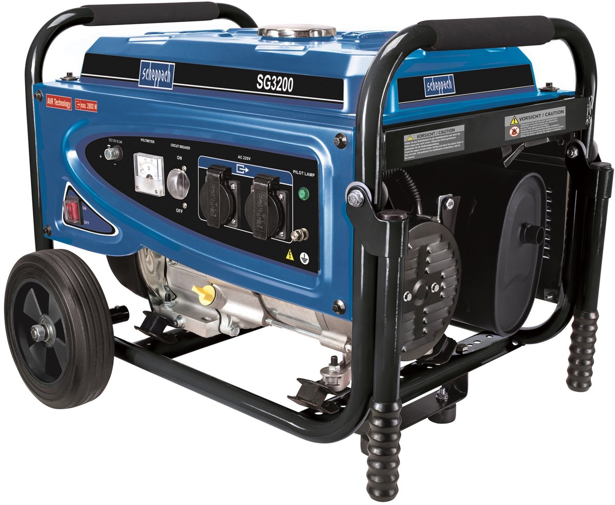 Scheppach Generator Benzine SG3200 - 2800W - Aggregaat met 2x 230V-uitgang en 1x 12V