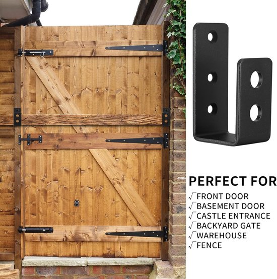 Veiligheidsbeugel Deur 2x4 2 Stuks Deurbarricadebeugels, Metalen U-beugel Voor 2x4 Hout, Deurbeveiligingsversterkingsbeugel, Drop Open Barhouder Voor Thuis, Schuur, Garage (zwart Deurbeugel Barricade Verstelbaar