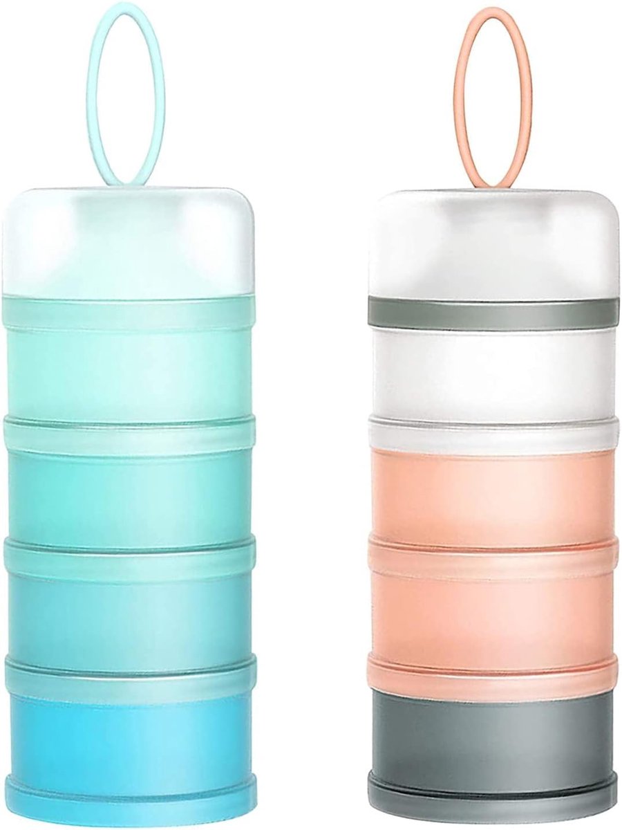 Image of 2 stuks melkpoeder portioneerder voor baby's, 4 lagen babymelkpoeder container, melkpoederdoos, draagbare melkpoeder, melkpoeder dispenser, melkpoeder opslag