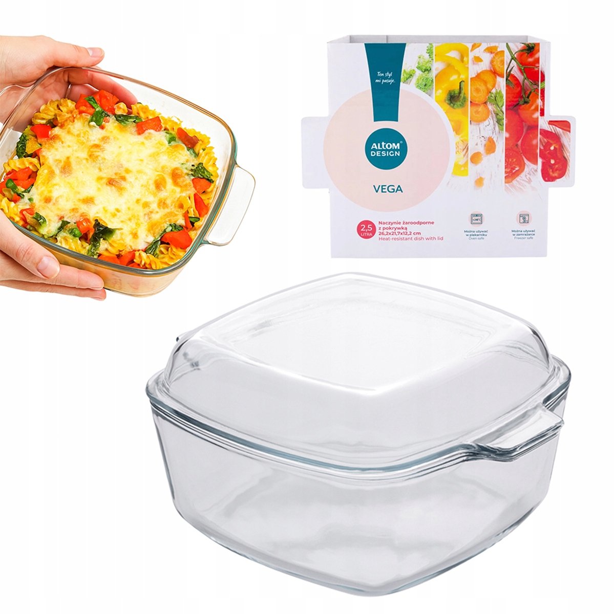 Altom Design Vega Ovenschaal 2.5L Glas met Deksel