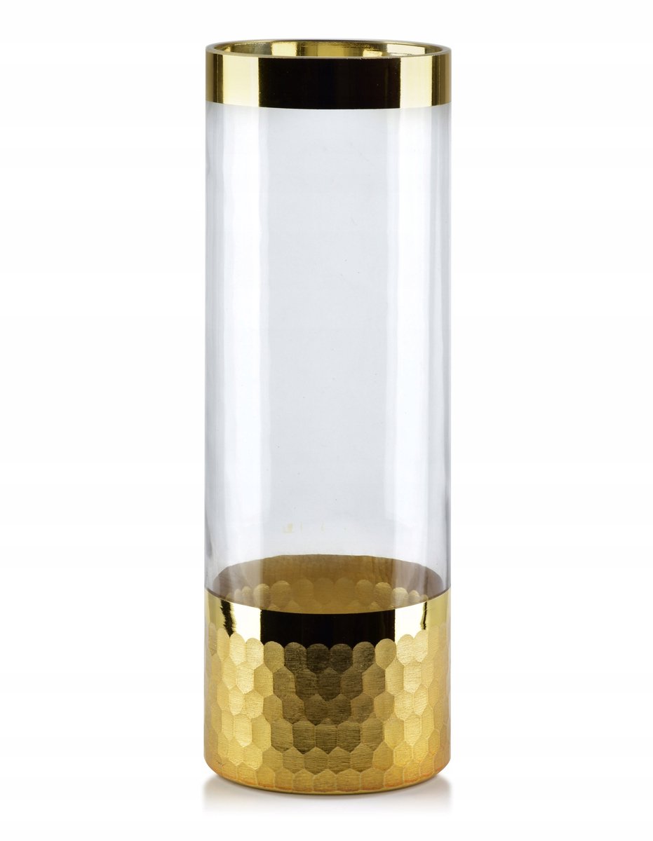 Mondex Glazen Vaas Transparant met Goud 29,8 cm voor Bloemen