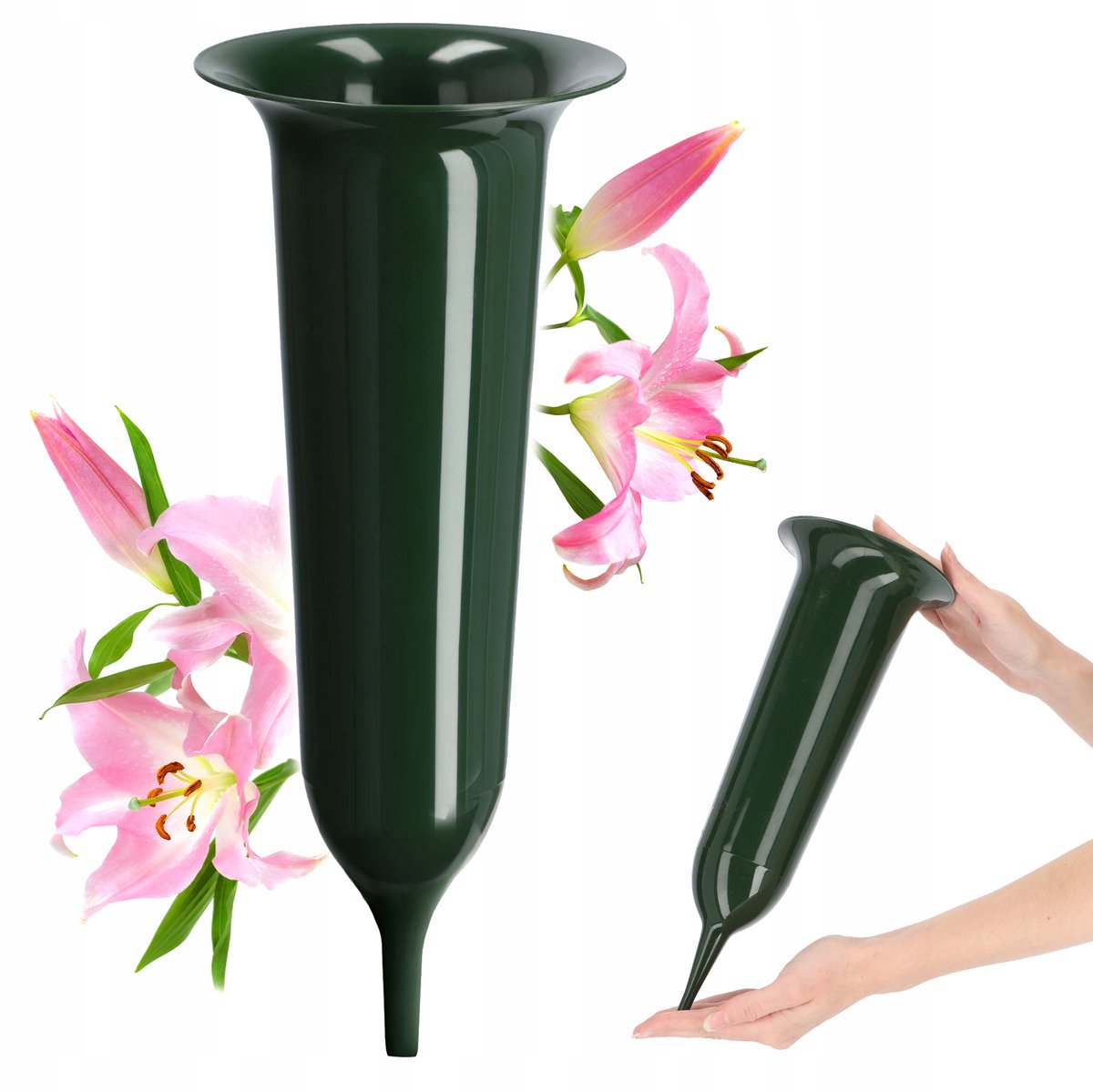 Kadax Grafvaas 35cm Groen - Steekbaar met Spies