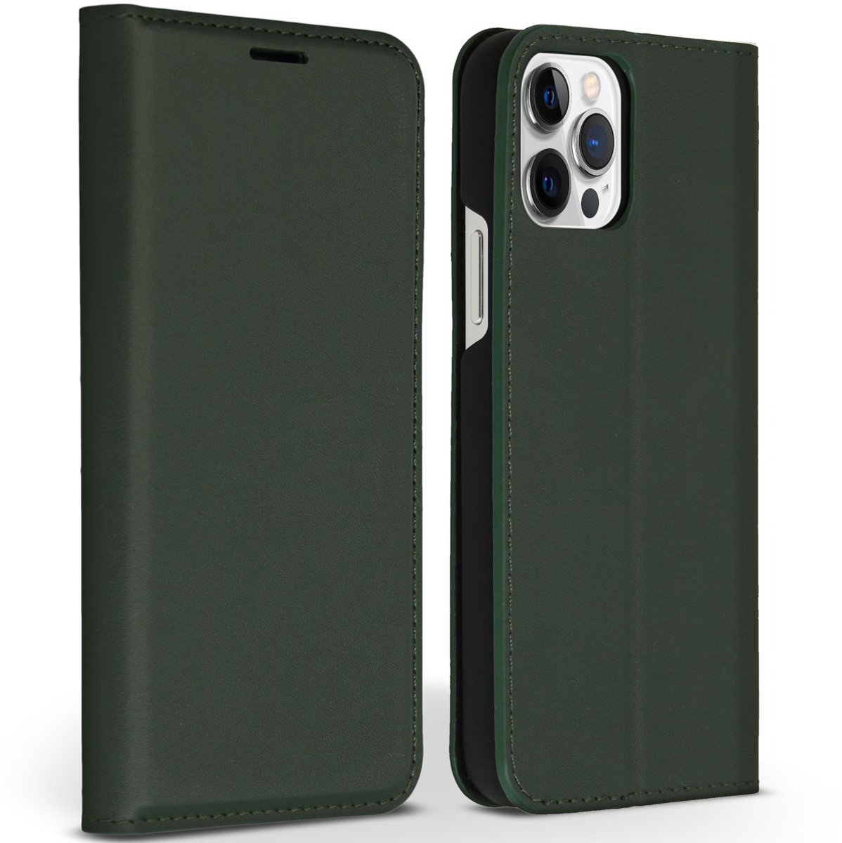 Accezz Premium Leather Slim Book Case iPhone 12, iPhone 12 Pro hoesje - Groen