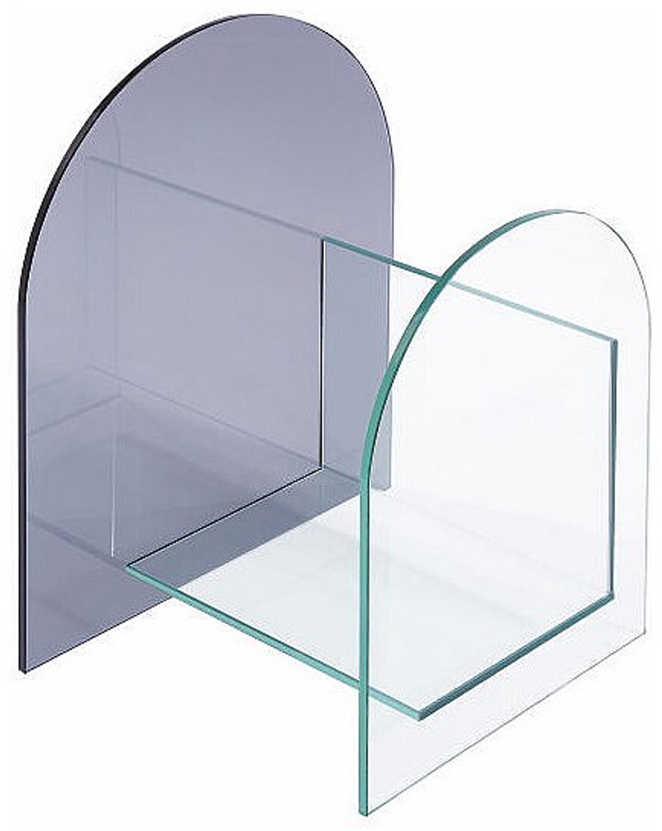 Vente-unique Tijdschriftenrek van gehard glas - Transparant en grijs - DUSILLA