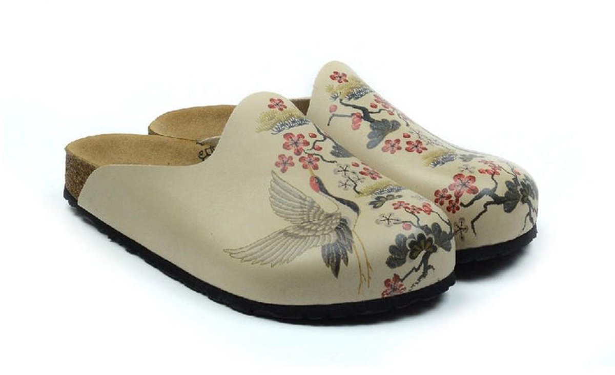GOBY Dames Clogs – Crane Blossom – Vegan Leer – Handgemaakt - Maat 39