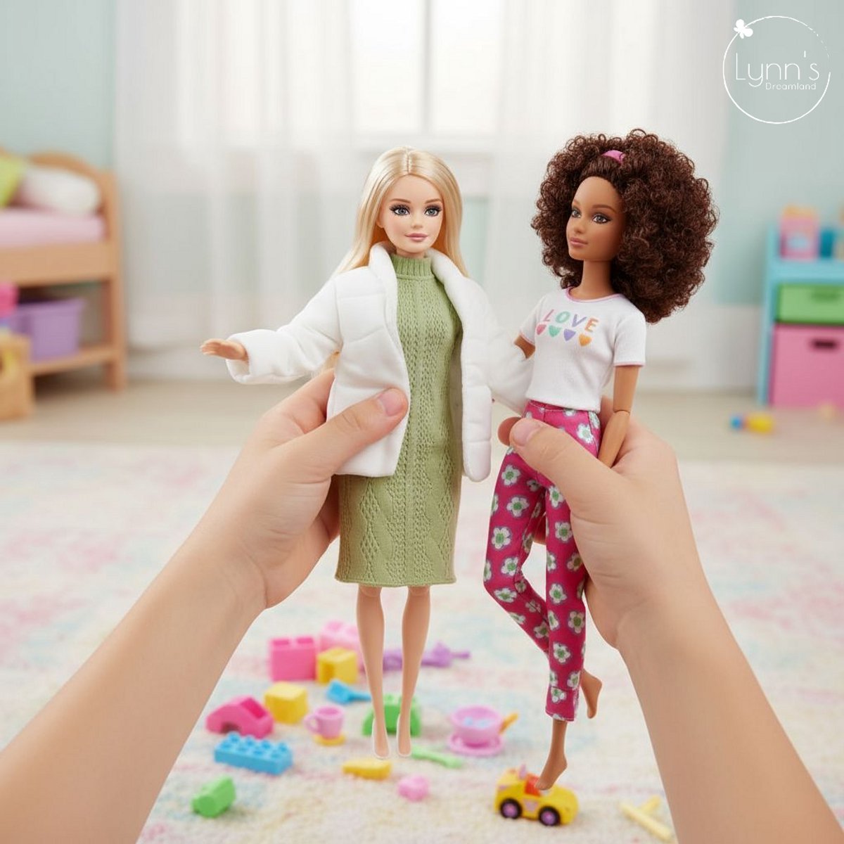 Lynn’s poppenkleertjes - Set ‘Eva’ - Geschikt voor (curvy) modepop - Set van 5 outfits - Jas, jurk, broek, shirt, rok - Cadeauzakje — afbeelding 5