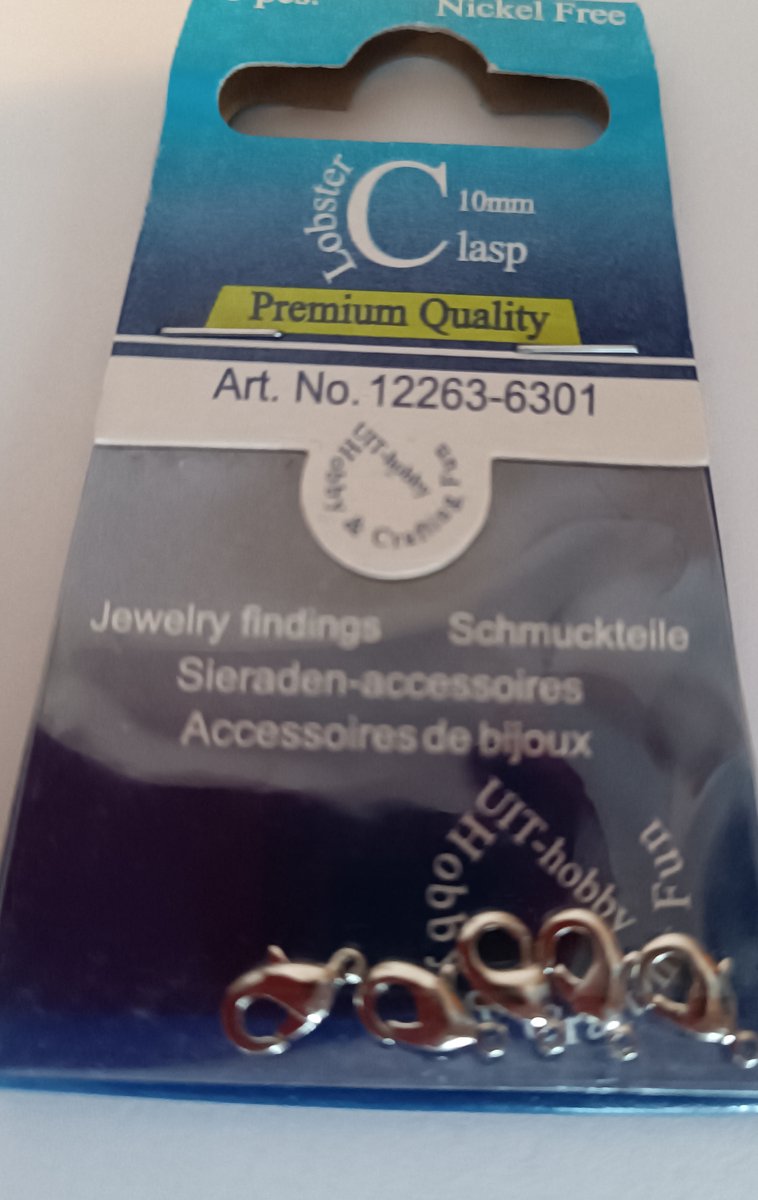 Lobster clasp (Premium Quality), 10mm, Platinum, 5pcs