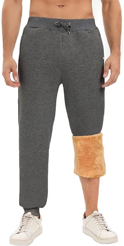 Heren Joggingbroek Fleece Jogger Joggingbroek voor Mannen Casual Thermals Trainingspak Bodems Winter Warme Pluche Broek met Zakken Trekkoord Lounge Broek