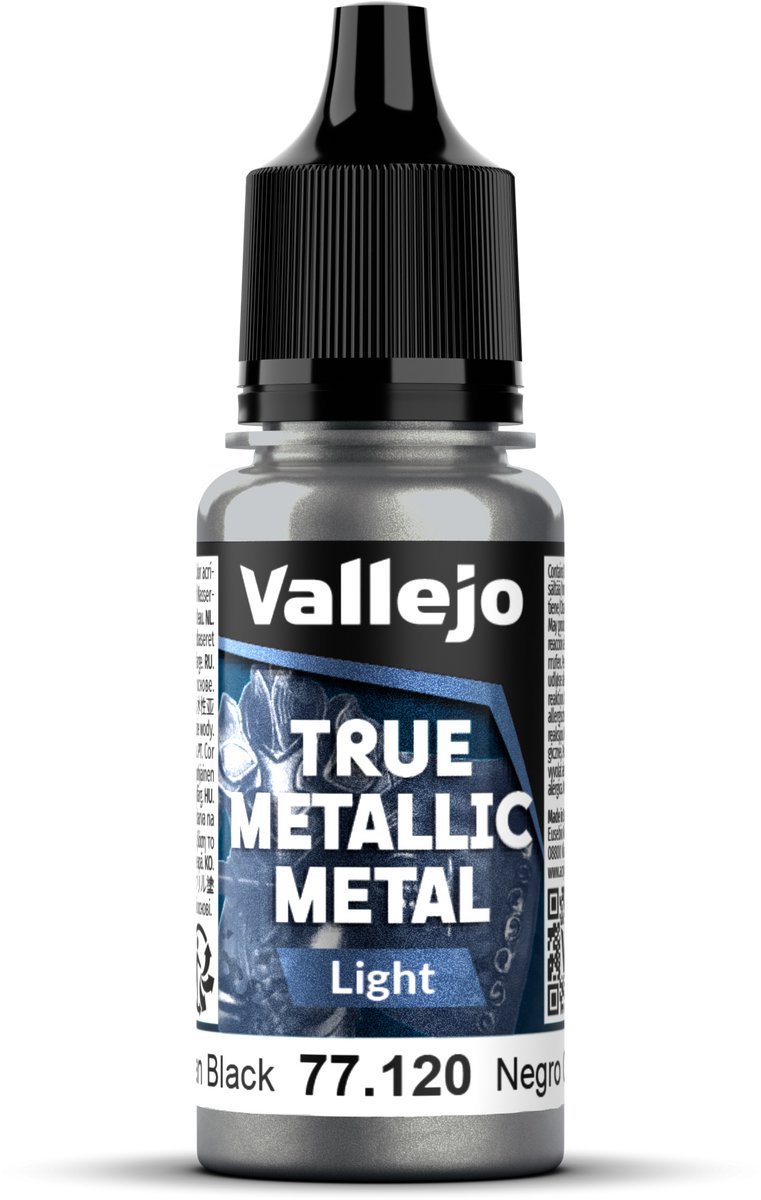 Vallejo Hobbyverf Acrylverf - 77120 True Metallic Metal - Light - Obsidiaan Zwart - Acryl - Verf flesje - 1x 18 ml