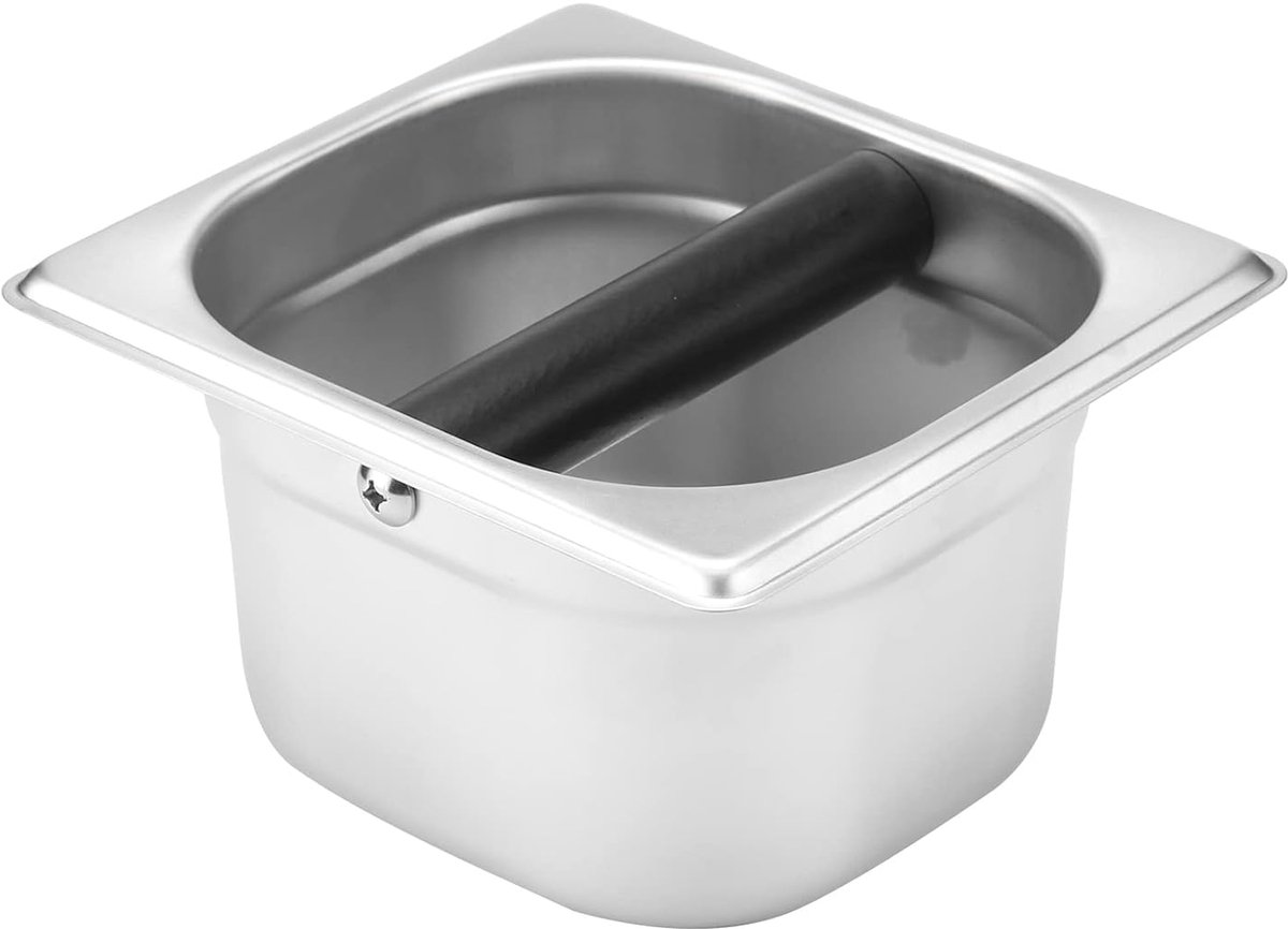 GOODEVN Uitklopbak Koffie van 201 Magnetisch Vrij RVS - 10cm Compacte Espresso Knock Box - Ingebouwde Opvangbak voor Koffiedik