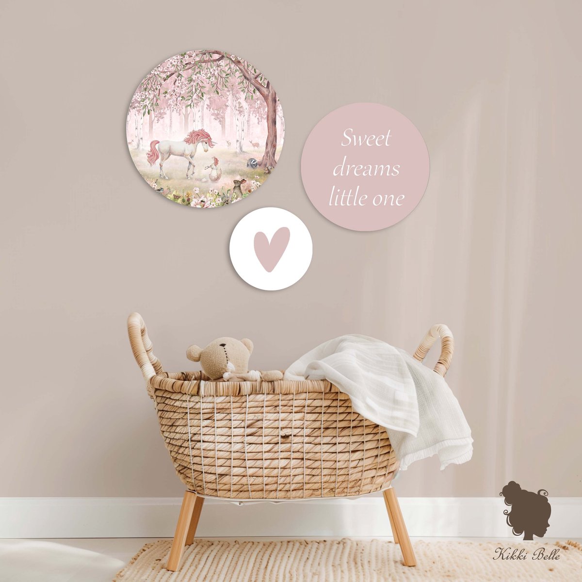 Muurcirkel set Unicorn pink Kikki Belle-kinderkameraccessoires-wanddecoratie-muurcirkel-unicorn