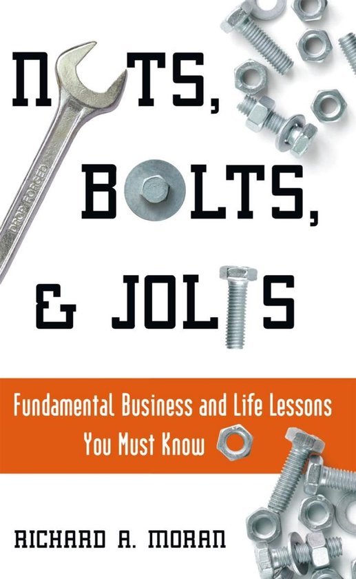 Titelpagina van Nuts, Bolts and Jolts, met de tekst 'NUTS, BOLTS, & JOLTS' in grote letters en een moersleutel met bouten en moeren.
