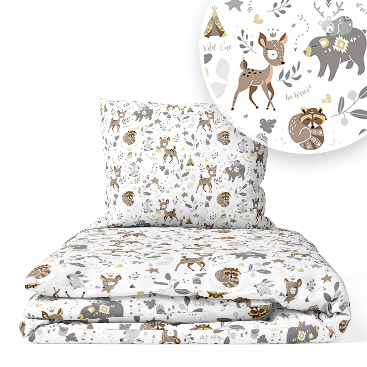 Kinderbeddengoed 160x100cm 2-delig met Hertenprint - Katoen
