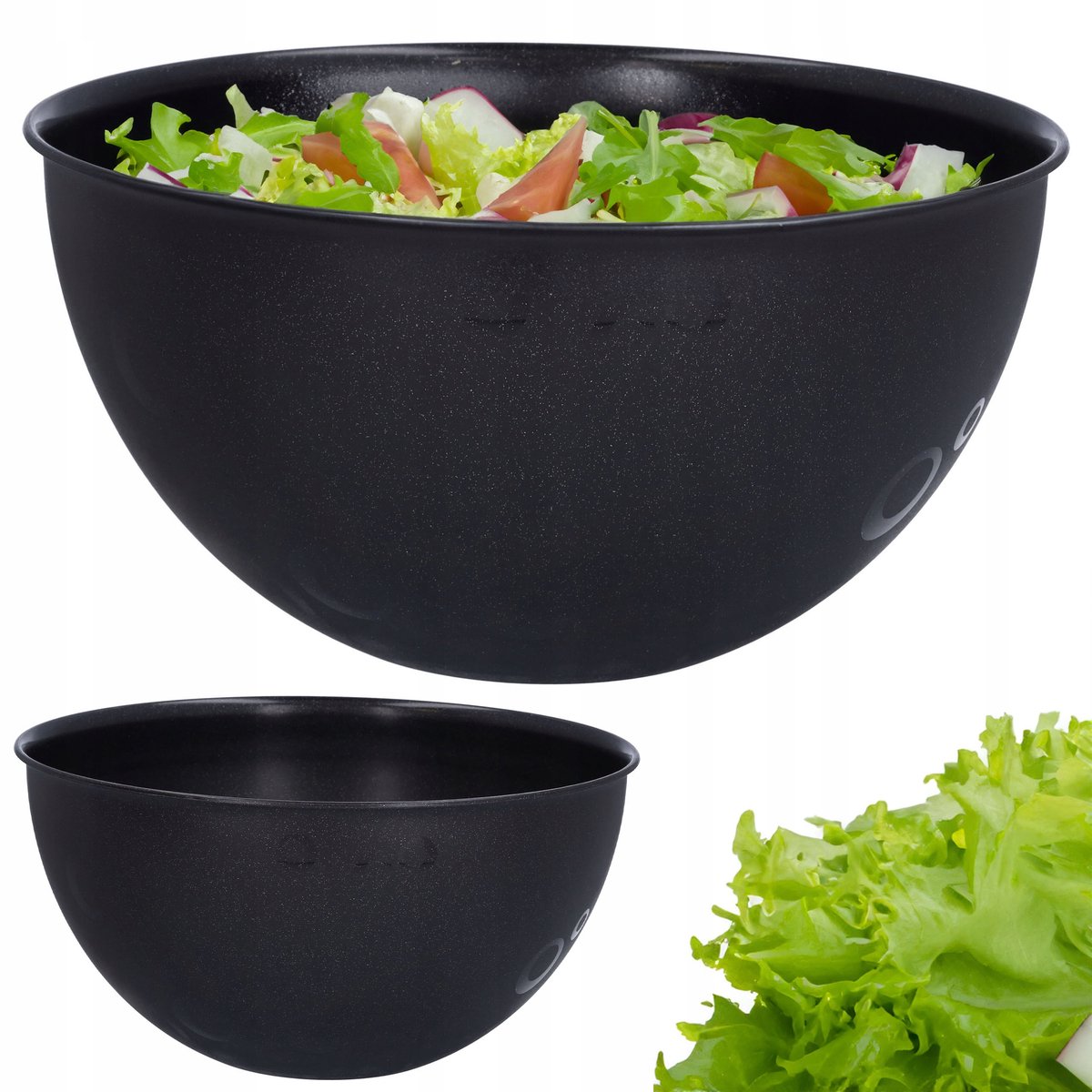 Grote zwarte keukenkom 6L - 28cm, ideaal voor salades en mixen