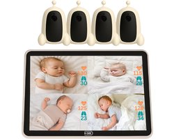 B-Care Nova Sense Touch – Babyfoon Met 4 Camera’s – 7.0 Inch HD Touchscreen – Contactloze Hartslag & Ademhalingssensor Met AI-Technologie – Quad Screen – Bewegingszone – Uitbreidbaar Tot 4 Camera’s – Zonder Wifi en App