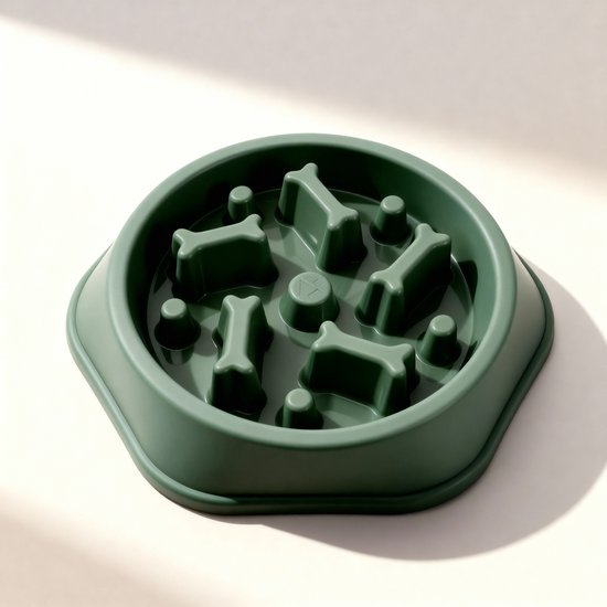 Groene anti-schrokbak met botvormige obstakels.