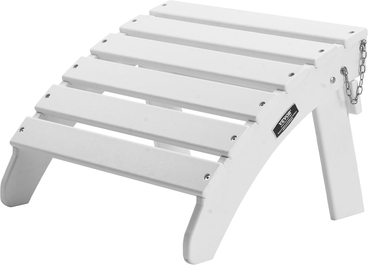 VEVOR Voetenbank Adirondack Ottoman 450x500x350mm HDPE Tuinstoel Opvouwbaar in Wit