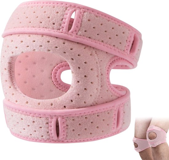 Foto: Kniebrace sportknieondersteuning verstelbare compressie verlichting van kniepijn verstelbare flexibele comfortabele kniebraceband unisex geschikt voor hardlopen fitness artritis springen dagelijks gebruik roze l