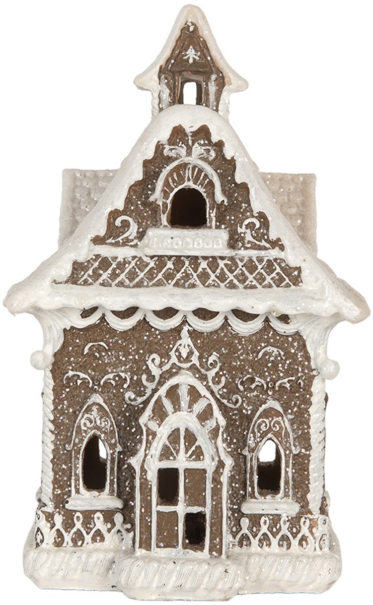 Gingerbread house met LED 13x12x20 cm Bruin Kunststof