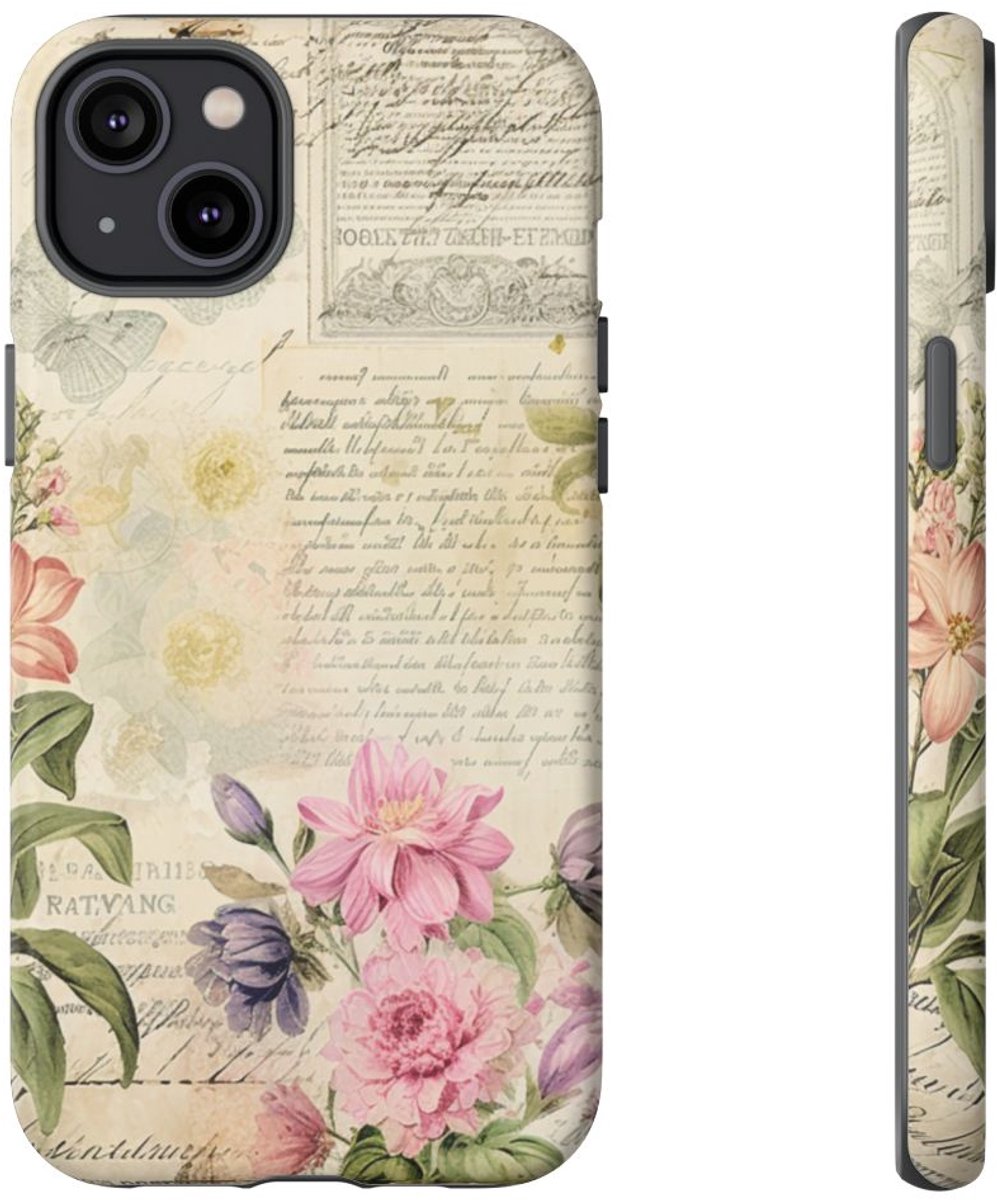 Vintage Bloemen Collage – Telefoonhoesje Geschikt voor iPhone 14 Plus