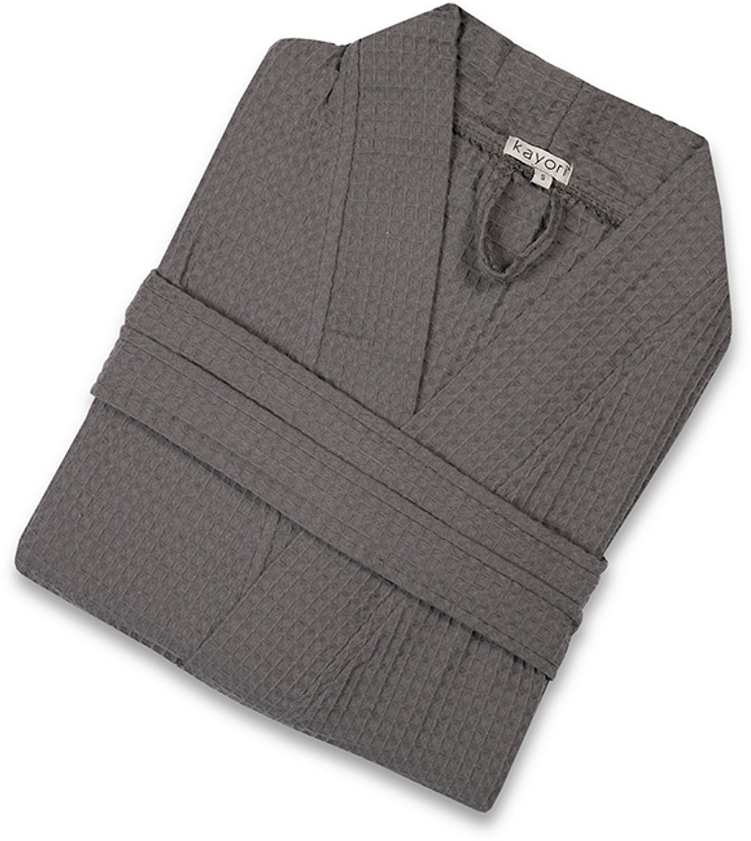 kayori Geisha Badjas Wafel Lang - Unisex - Biologisch Katoen - Antracite - S - Kort
