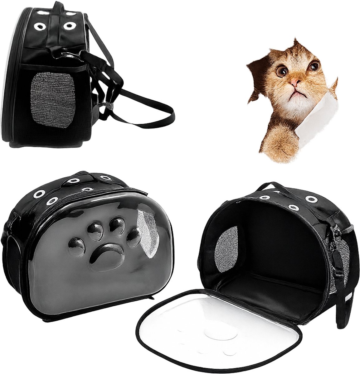 Katten Draagtas - katten zak - hond draagtas - 44 x 34 x 28 cm - Zwart