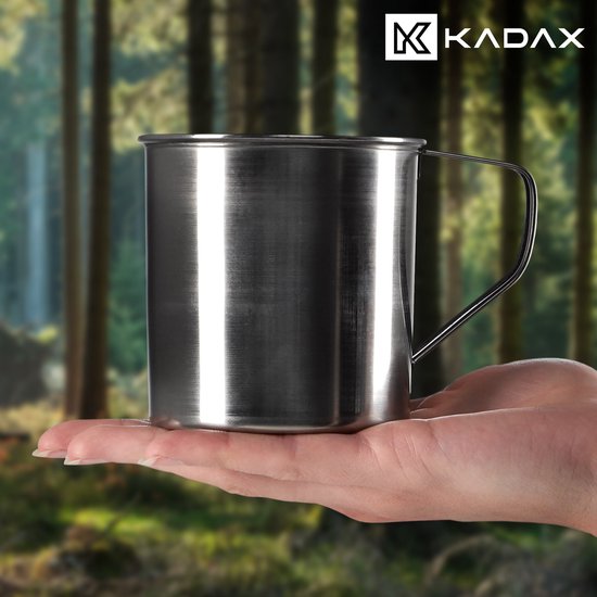 KADAX Roestvrijstalen beker, duurzame koffiemok met handvat, onbreekbare drinkbeker, geïsoleerde beker, thermobeker voor koffie, thee, sap en water (9 cm, 2 stuks) — afbeelding 4