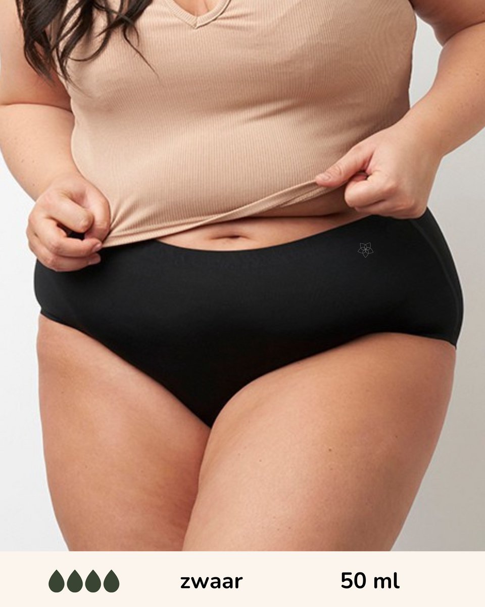 Moodies incontinentie ondergoed - Seamless High Waist Hiphugger - zwaar kruisje - maat 3XL - zwart