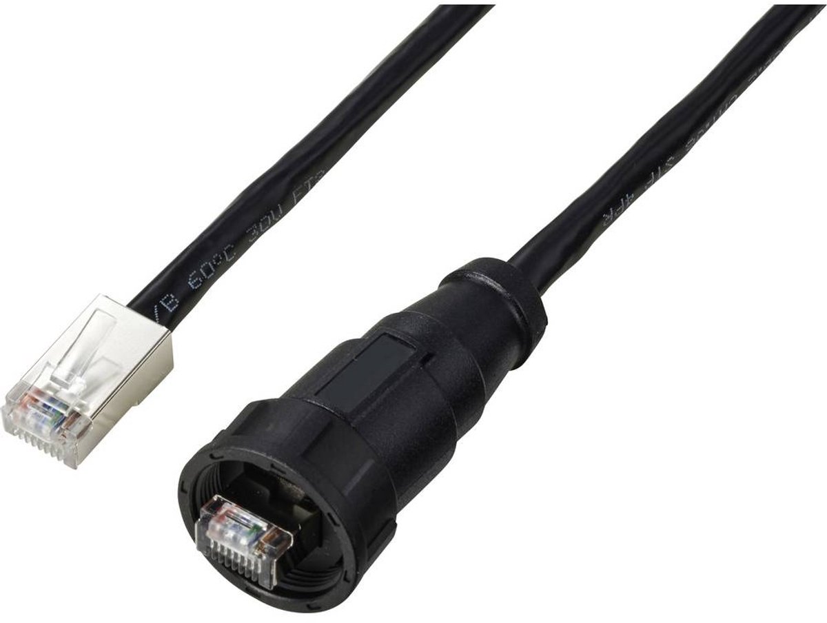 TRU COMPONENTS TC-E13T-MR5-MCA/NCA-0.5PV-S RJ45-kabel met rechte kabel, IP67 (schroefdraad), CAT5E, 0,5 m TC-13543628 A