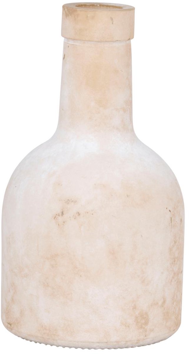 Arti Casa Decoratieve Vaas - Beige Vaas voor Interieur Decoratie - Moderne Vaas voor Bloemen en Accessoires - Ø8 x 16 cm - Beige en Wit