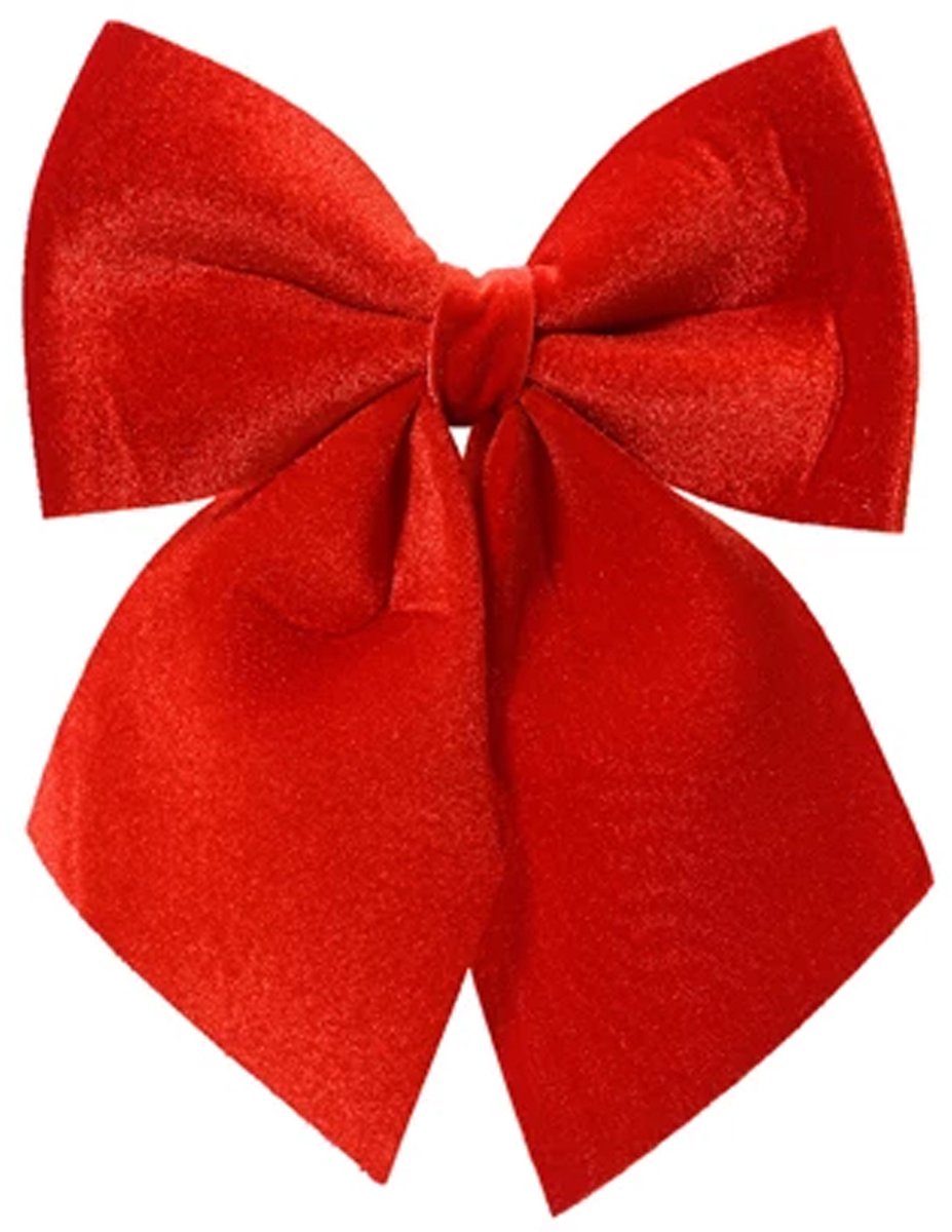 Decoris Kerstornamenten strikken - 3x - velvet rood - 9 x 10 cm - kerstboomstrikjes - kerststrikken