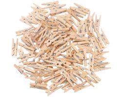 EXCITAT Wasknijpers - Kleine houten wasknijpers - Decoratieve mini wasknijpers - voor foto's, fotowanden, ansichtkaarten en brieven - 2,5 cm - 100 stuks