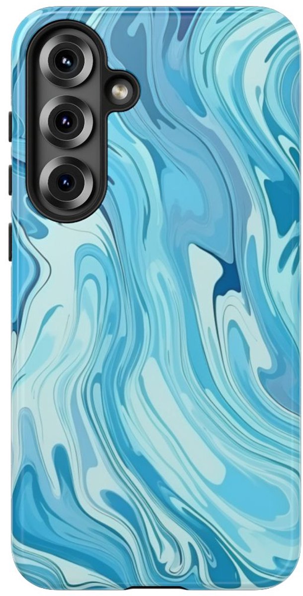 Blauw Suminagashi Marmer Abstract – Telefoonhoesje Geschikt voor Samsung Galaxy S25 Plus