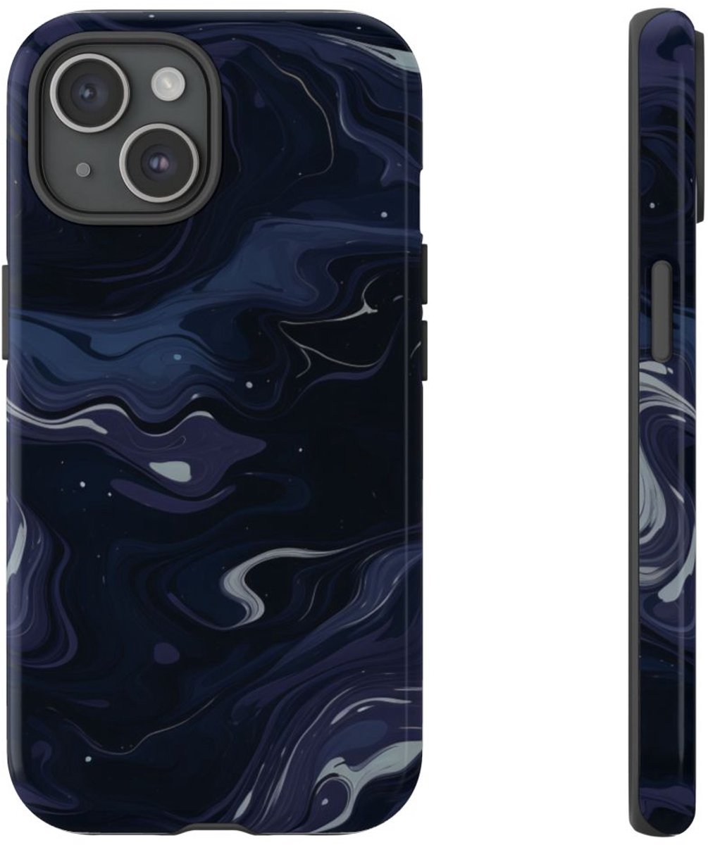 Donker Abstract Wervelend Patroon – Telefoonhoesje Geschikt voor iPhone 15
