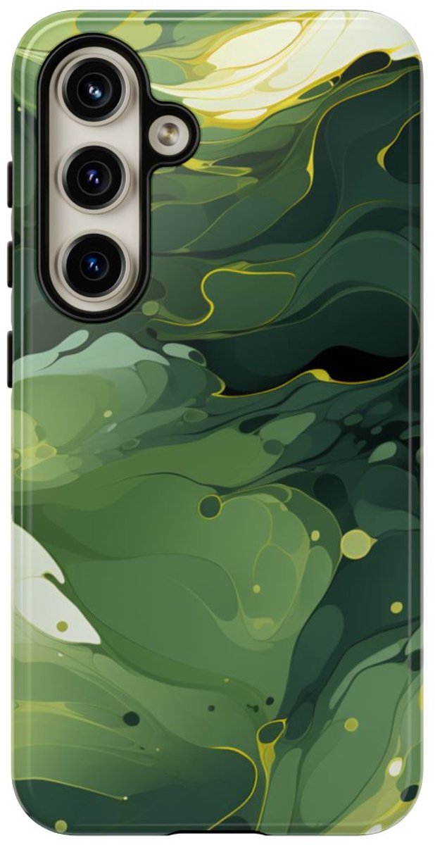 Groene Suminagashi Marmer Abstract – Telefoonhoesje Geschikt voor Samsung Galaxy S24