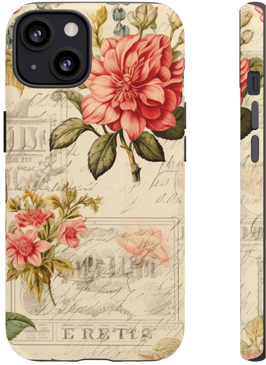 Vintage Bloemenpatroon met Vlinders – Telefoonhoesje Geschikt voor iPhone 13