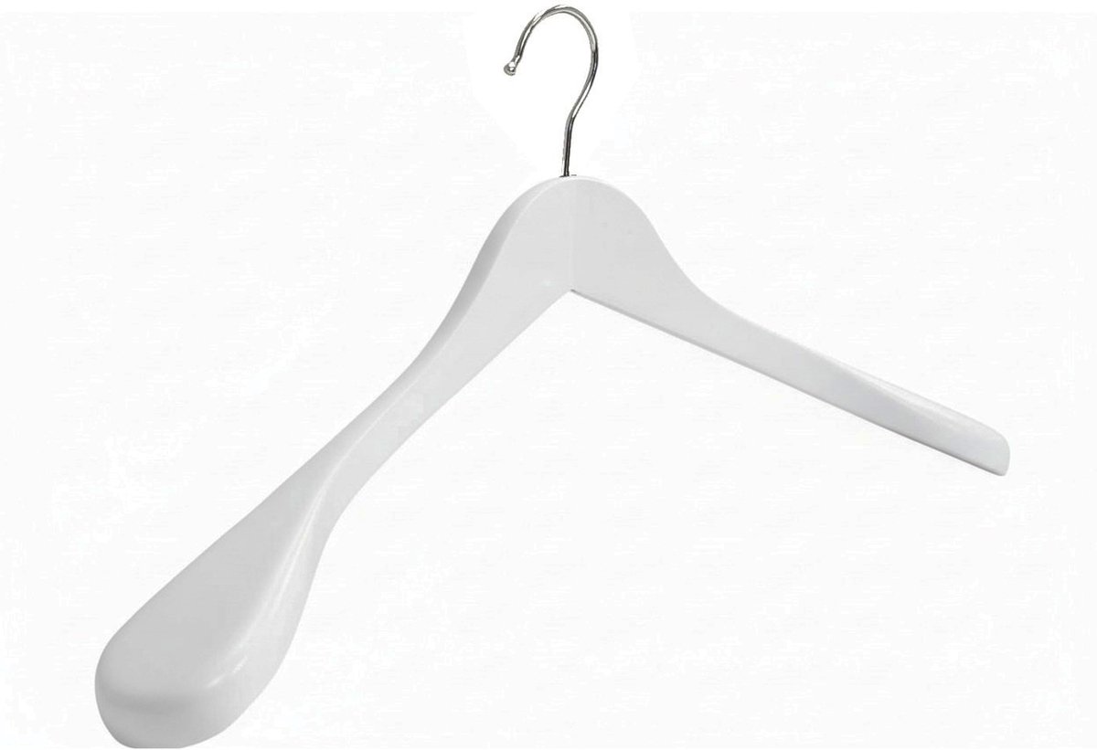 20x Kledinghanger hout 45 cm met brede schouders wit