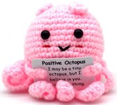 Oie Positive Tricotée Main - Peluche En Laine Avec Carte Message - Décoration Mignonne Pour Bureau, Maison - Idée Cadeau Fête Des Pères