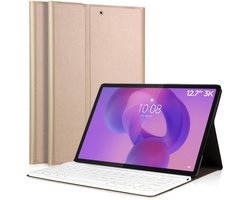 Hoes met toetsenbord geschikt voor Lenovo Idea Tab Pro 12.7 - Keyboard Book Case Cover Hoesje Goud