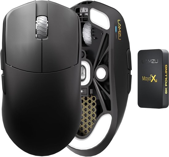 Lamzu Maya X - Gaming Muis - Ultra Lichtgewicht - 47 Gram - 30K DPI - Wireless - 8K polling - Draadloos - Zwart
