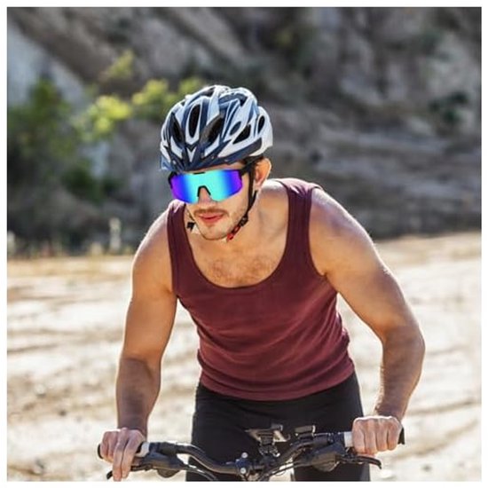 Gepolariseerde fietsbril voor heren, hardloopbril voor dames, sportzonnebril voor heren, anti-UV, voor buitenactiviteiten zoals fietsen, bergbeklimmen, autorijden van Merkloos — afbeelding 2