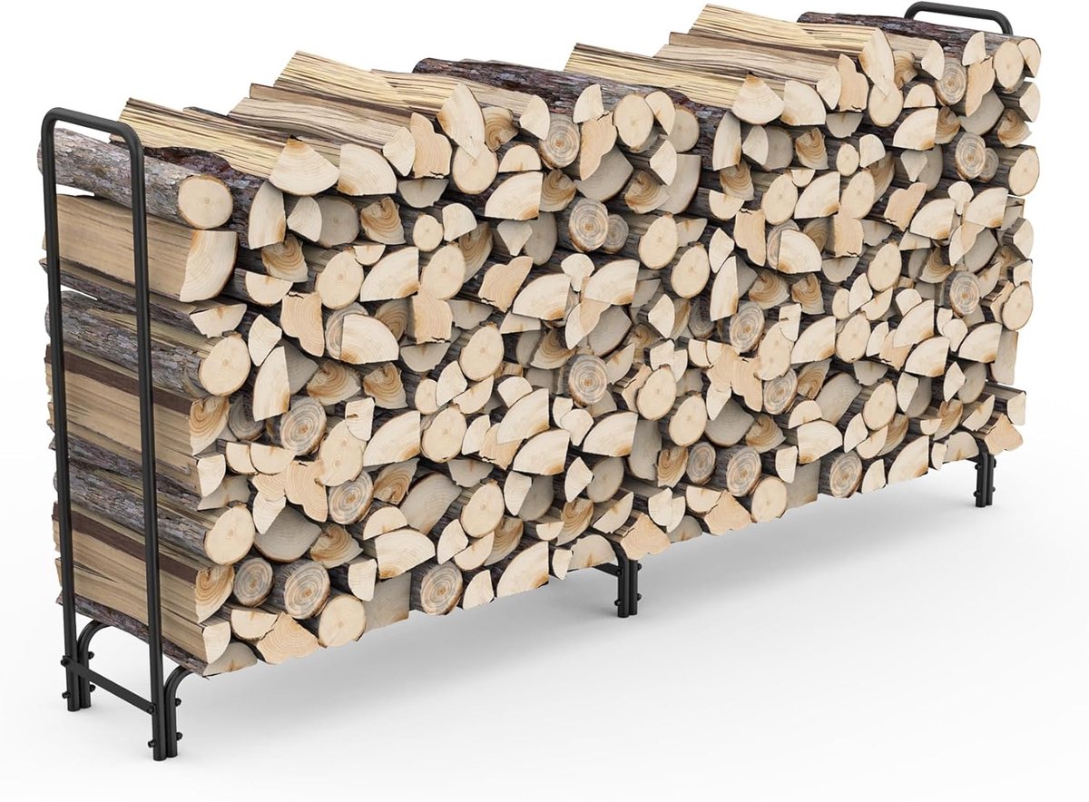 Brandhouthouder - Zwart - Staal - 243,8 x 34,3 x 122,4 cm