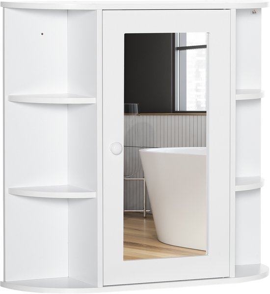 Sobuy Badkamer Kast - Smalle Opbergkast Voor Bij Het Toilet - Met Rolhouder En Planken - Wit Bathroom Storage