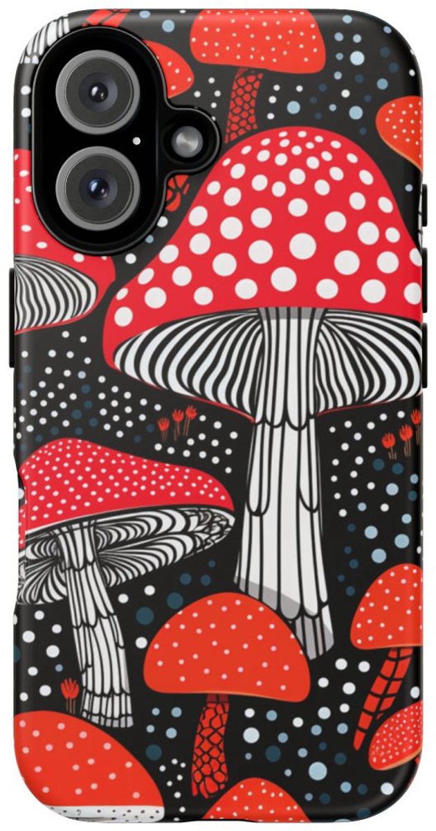 Rode Paddenstoelen met Witte Stippen Patroon – Telefoonhoesje Geschikt voor iPhone 16