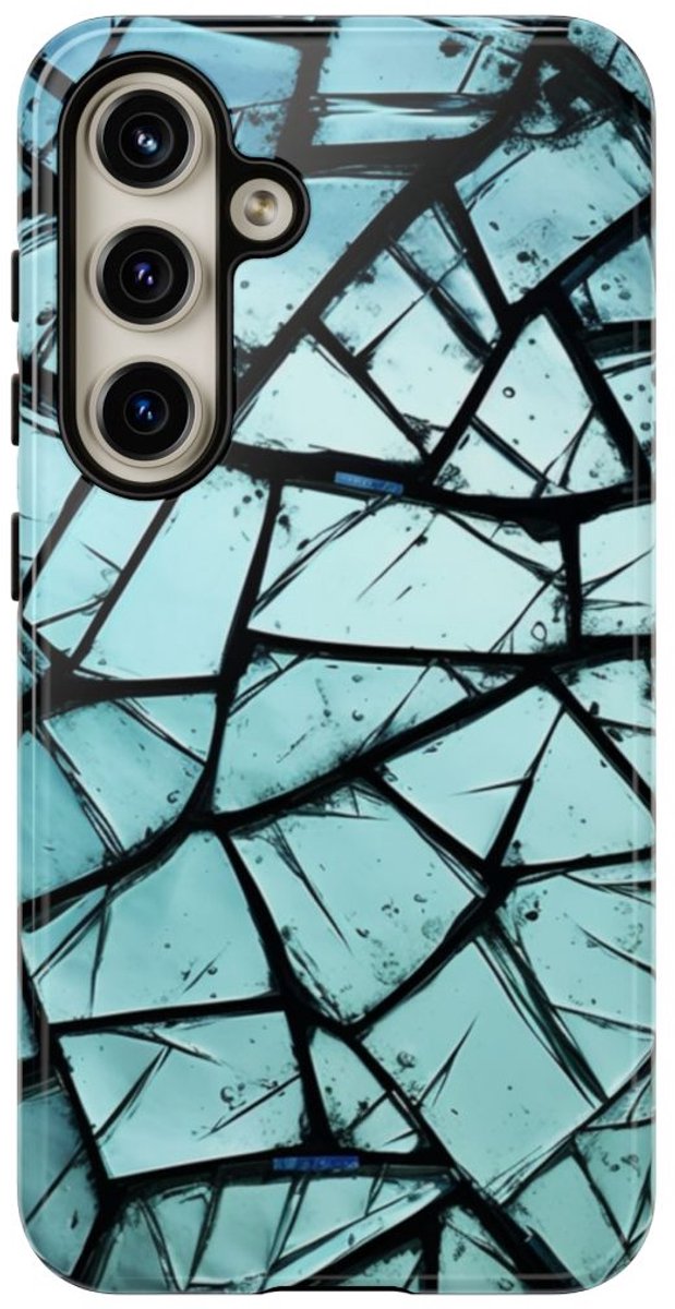Blauw Gebroken Glaspatroon – Telefoonhoesje Geschikt voor Samsung Galaxy S24