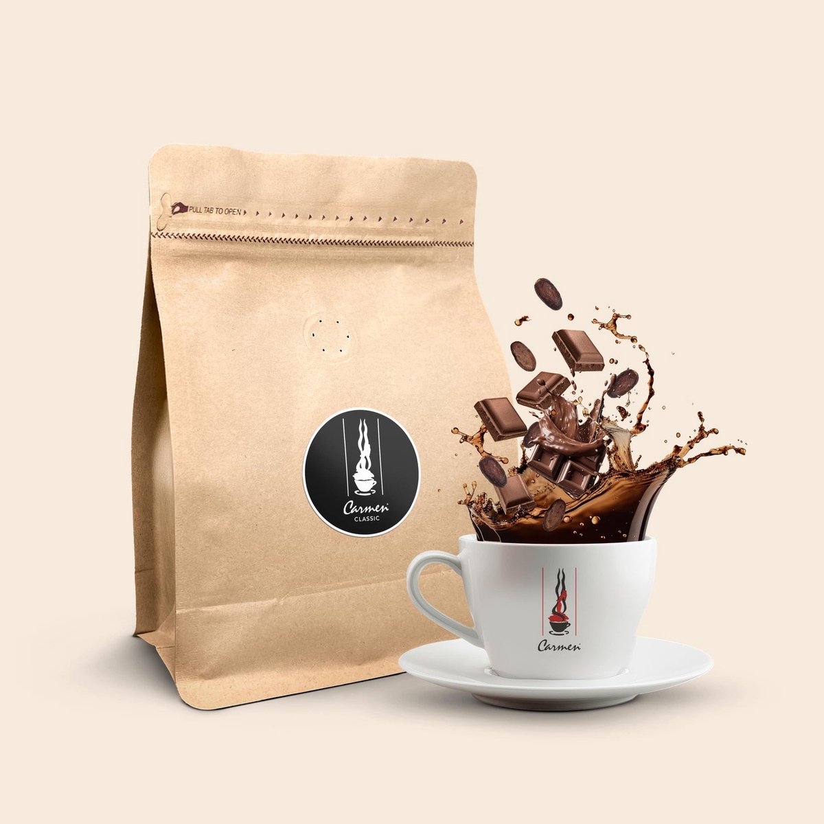 Carmen Classic – Premium Koffiebonen – 250g Proefzakje – Arabica & Robusta Melange – Chocolade & Cacao Smaakprofiel - Bonen Koffie - Sterk - Espresso